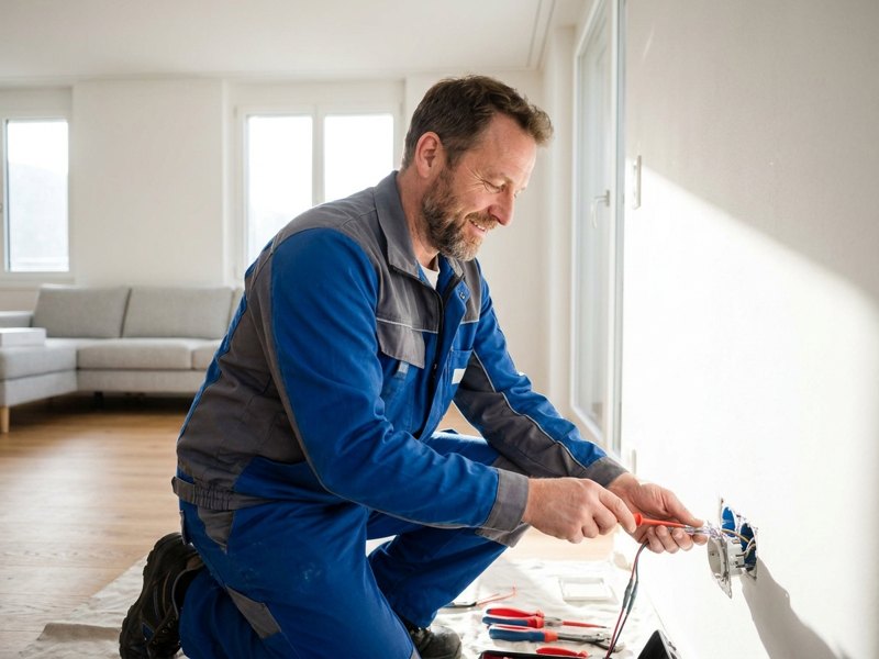 Elektriker bei der Installation einer Steckdose
